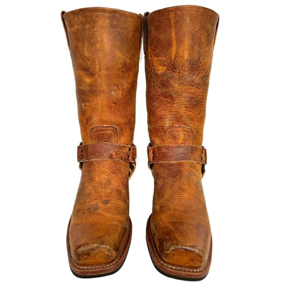 FRYE Vintage Harness 12R Brown Leather Biker Moto Motorcycle Boots 9.5 - Picture 3 of 7